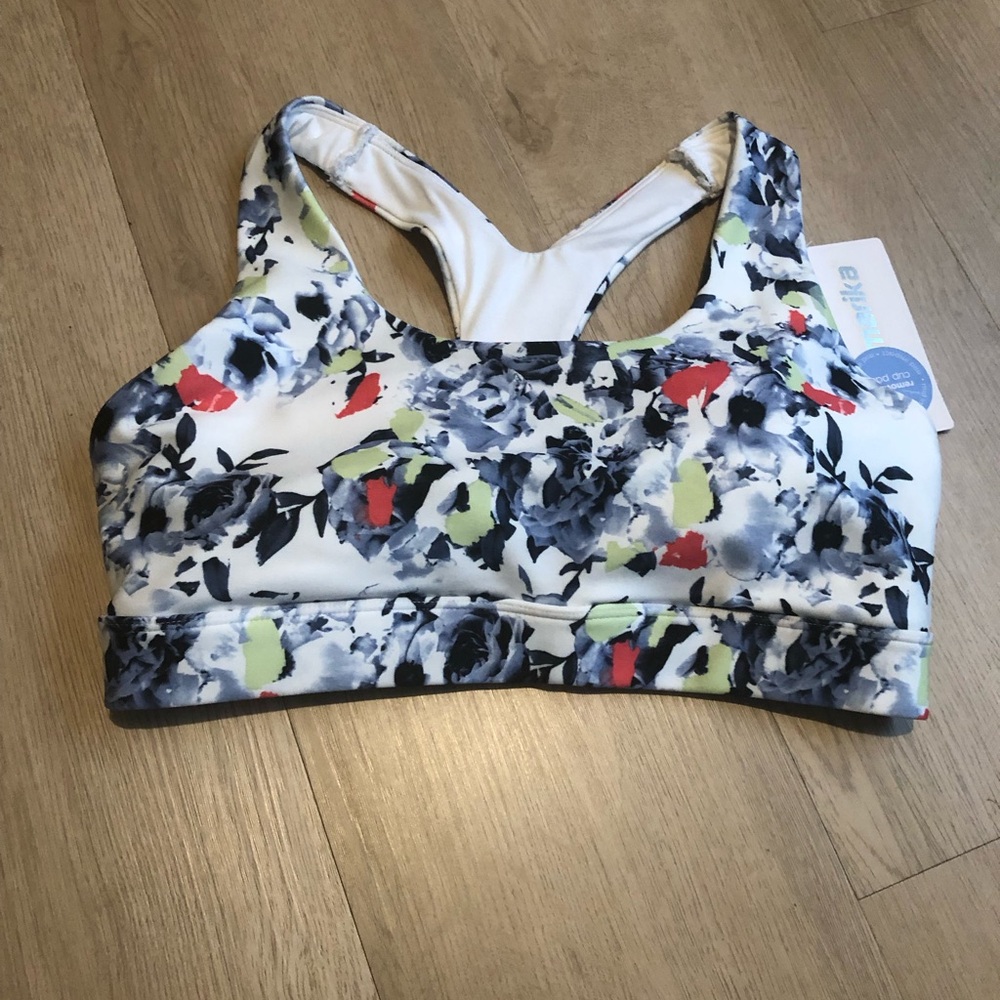 Marika Floral Print Activewear Sports Bra with Removable Cup Pads NWT Sz Medium